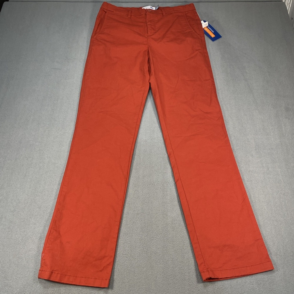 Old Navy Boys Youth 18 Chino Pants Ultimate Slim Straight Leg Red Saffron NWT